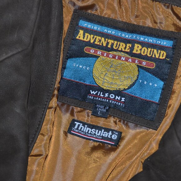 Vintage Adventure Bound Wilsons Leather Jacket Coat Brown Women's LARGE - Picture 3 of 8